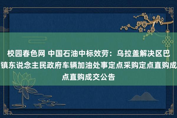 校园春色网 中国石油中标效劳：乌拉盖解决区巴彦胡硕镇东说念主民政府车辆加油处事定点采购定点直购成交公告