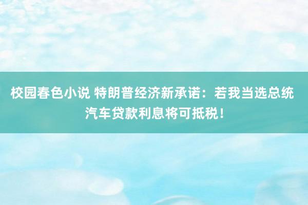 校园春色小说 特朗普经济新承诺：若我当选总统 汽车贷款利息将可抵税！