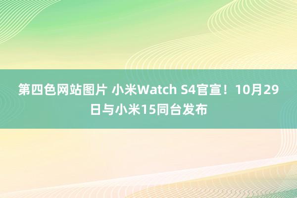 第四色网站图片 小米Watch S4官宣！10月29日与小米15同台发布