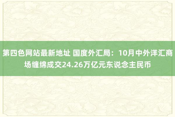 第四色网站最新地址 国度外汇局：10月中外洋汇商场缠绵成交24.26万亿元东说念主民币