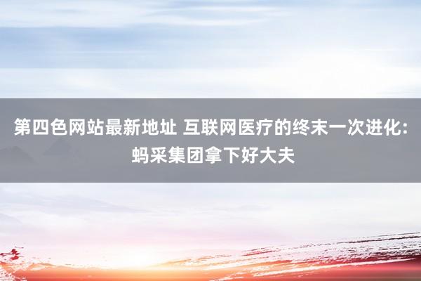 第四色网站最新地址 互联网医疗的终末一次进化: 蚂采集团拿下好大夫